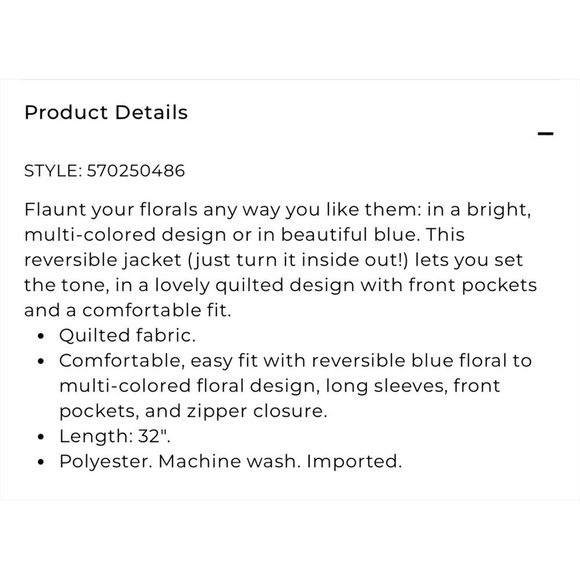 Chico's Reversible Blue Floral-Multi-Colored Floral Quilted Jacket - Size Large - Picture 9 of 10